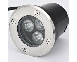 Merkloos Waterdichte LED-grondlamp voor buiten, in te bouwen in ronde pleintrappen, parkpaden en gazons - 3W warm wit.