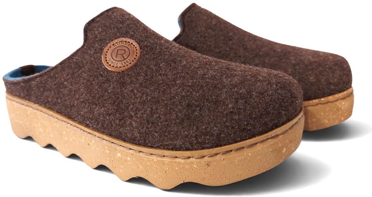 Rohde 6122 72 Pantoffels Open Sloffen Bruin/Blauw Vilt Dames - Bruin - 39 — cadeau in Mode & Accessoires - foto 7