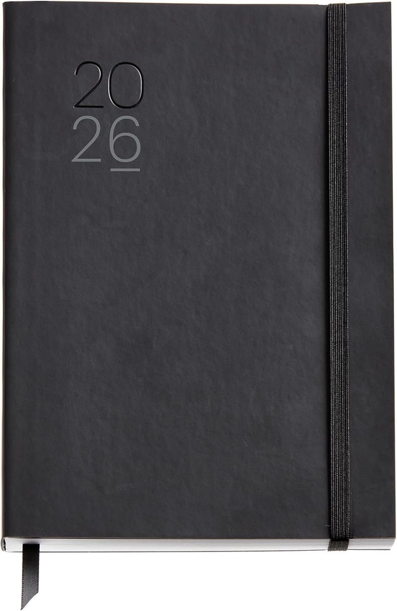 Schoolagenda a4 formaat 2026/2027 - Zwart - 155 x 213 mm - Weekplanner met Flexibele Kunstleren Omslag - Voor Werk en Studie