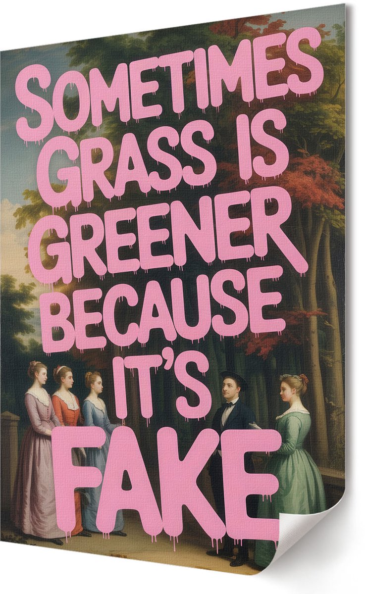 Coloray Polycanvas Wandposter - Klassieke Humor, Poster - 420 x 594 - Roze Kunst - Rechthoek - Muurkunst - Woonkamer, Slaapkamer, Kantoor - Popcultuur