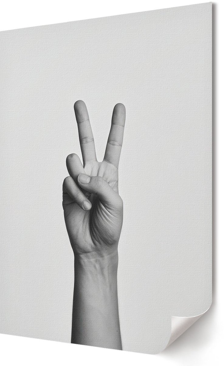 Coloray Canvas Poster Polycanvas - Een Vredesgebaar, Fotografie - 594 x 840 - Zwart-wit Patroon - Rechthoek - Decoratieve poster - Kantoor - Minimalist
