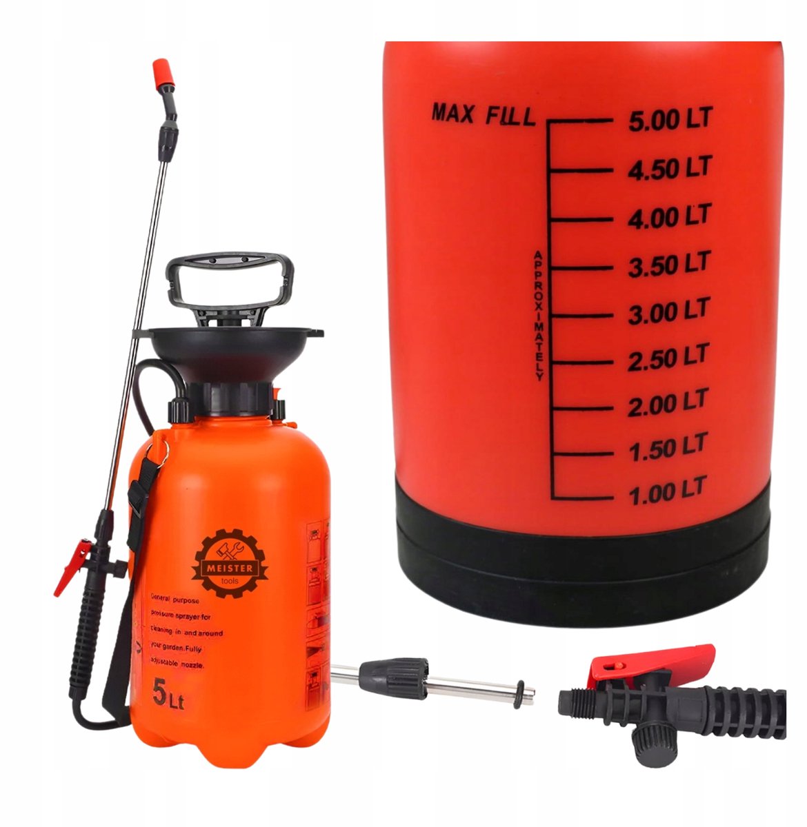 Drukspuit 5L met Verstelbare Spuitmond en Band - Ideaal voor Tuin en Huis