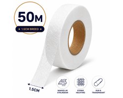 Strijkband - Opstrijkbaar Zoomband - 50 m x 1,5 cm - Wit
