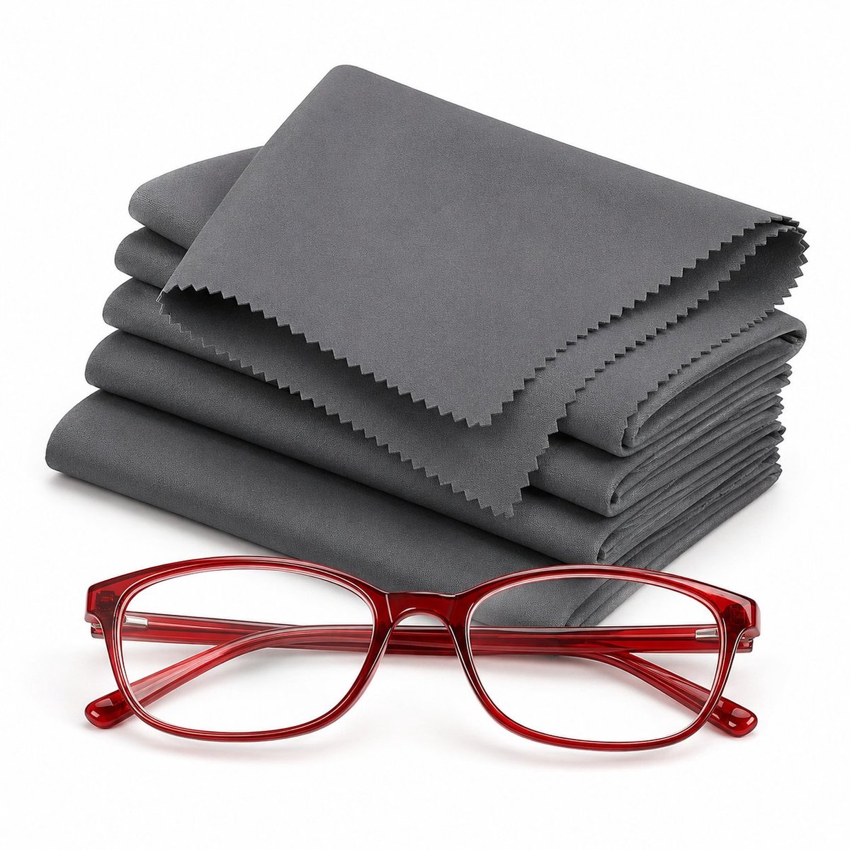 R&H® Microvezel Brillenpoetsdoekjes – 4 Stuks Grijs 20×20 cm, Extra Zacht voor Bril, Schermen & Lenzen – Streeploos Resultaat