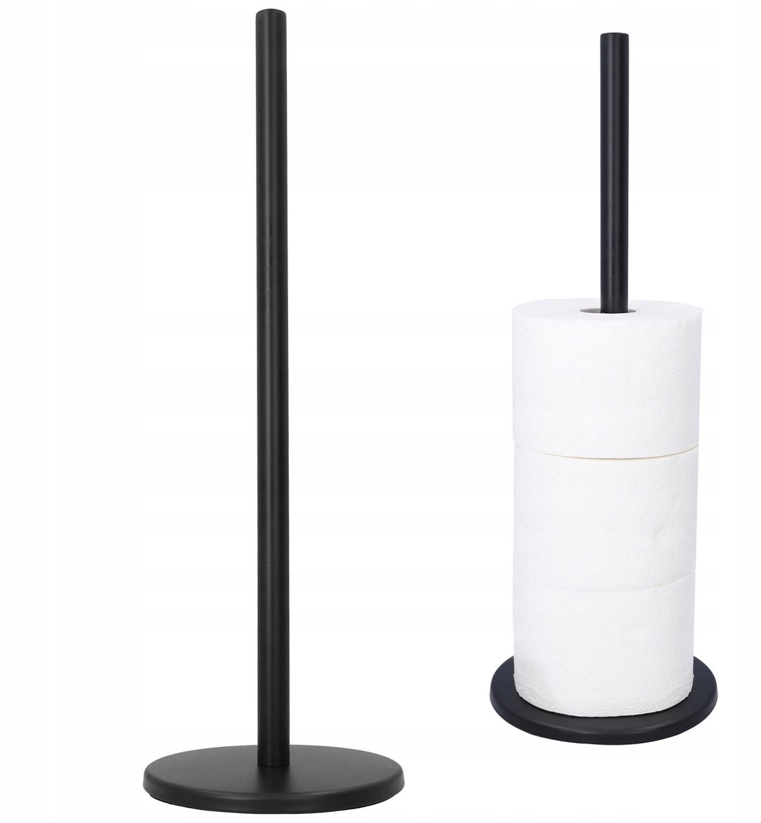 Mat Zwarte Toiletrolhouder Staand - 45cm