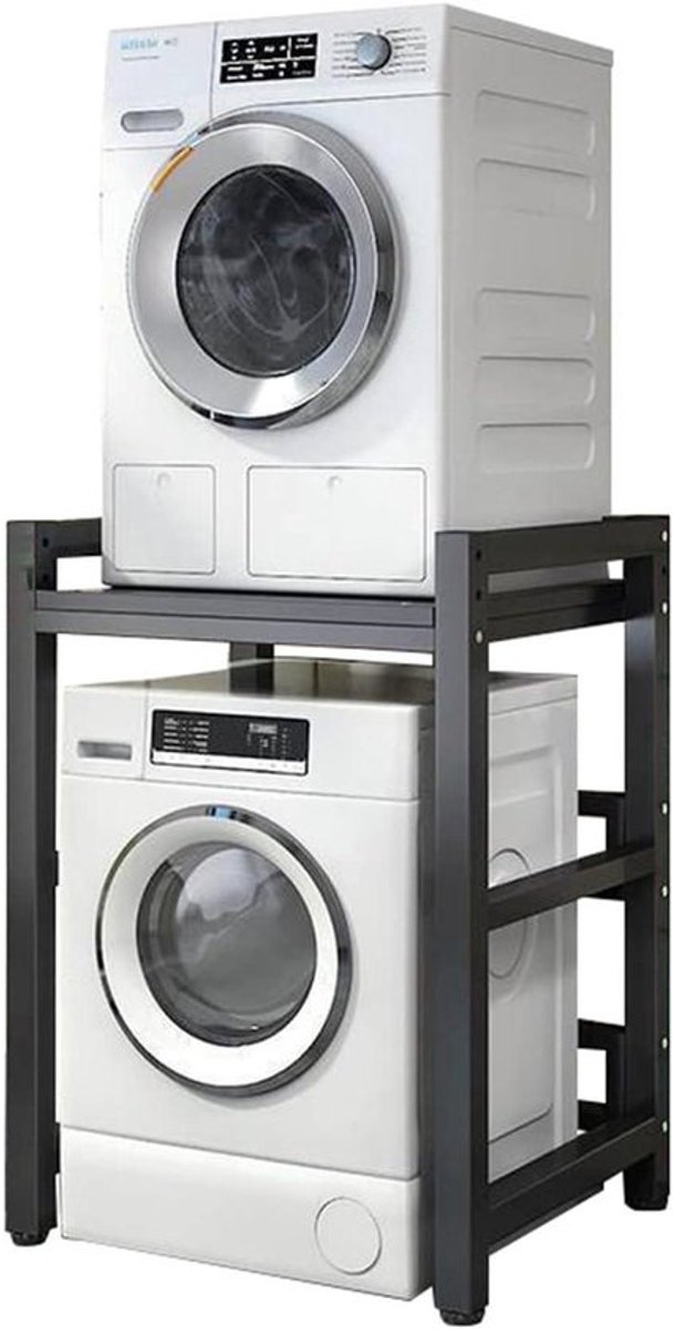Wasmachine Droger Stapelrek - Wasruimte Organizer - Ruimte Besparen - Stabiele Constructie - 400 kg Capaciteit - Zwart
