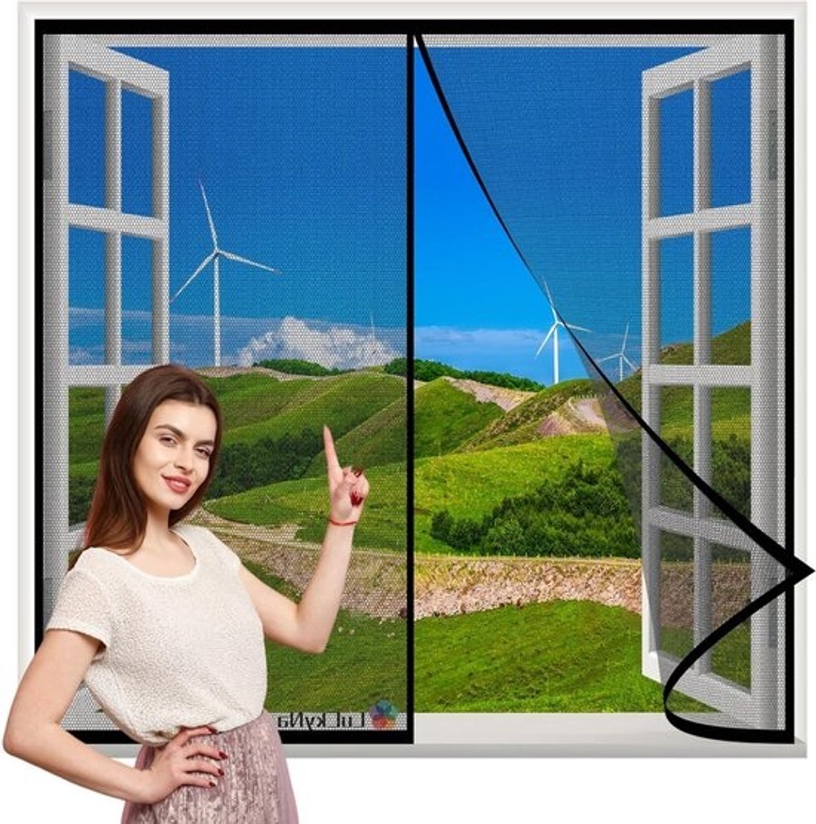 Deur Hor - Vliegengordijn - Insecten Buiten - Magnetische Sluiting - 85x80cm - Zwart