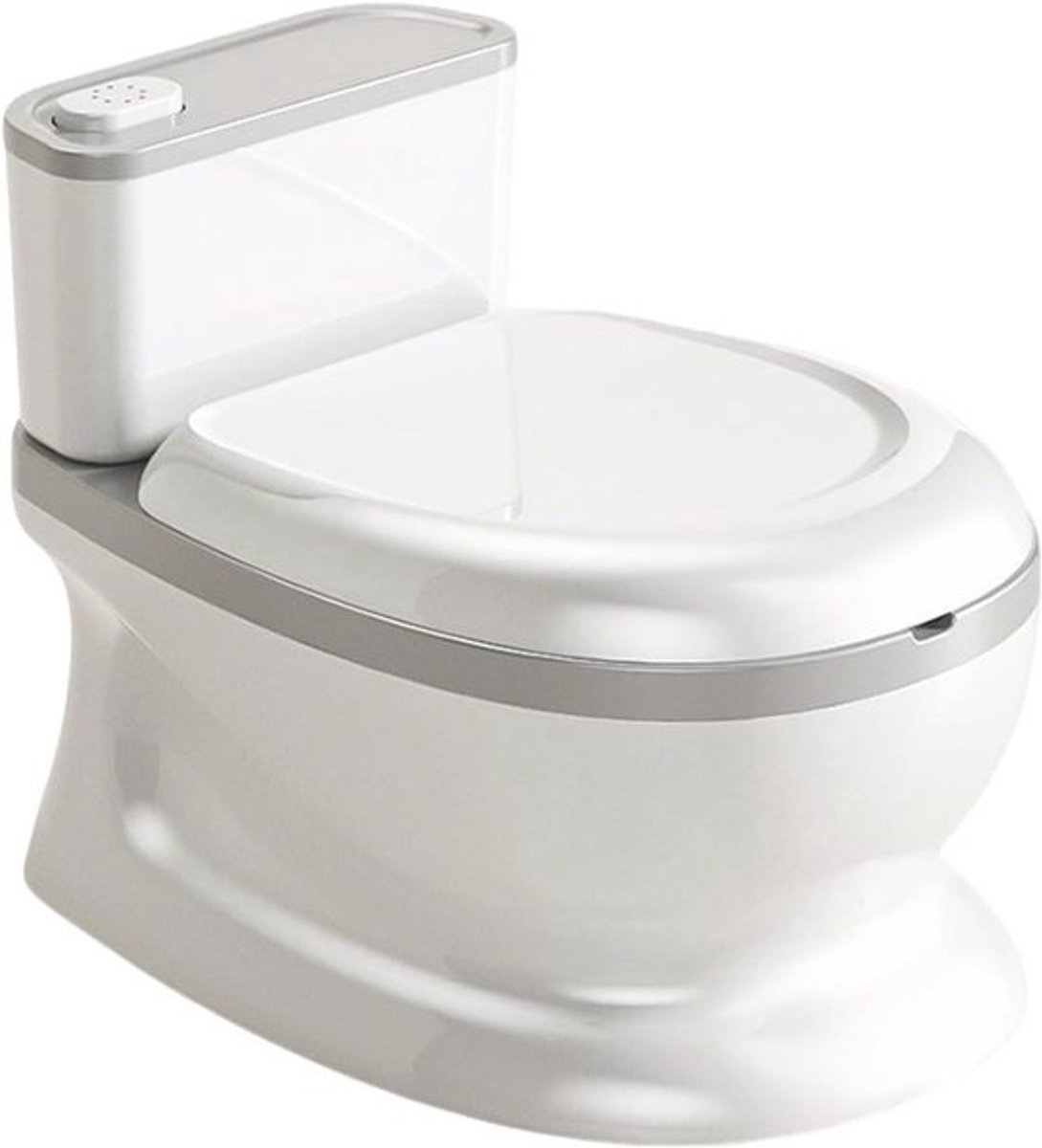 Kinderpotje met Geluid - Oefentoilet Peuter - Zindelijkheidstraining - Realistische Ontladingsknop - 30.5 cm Hoog - Grijs