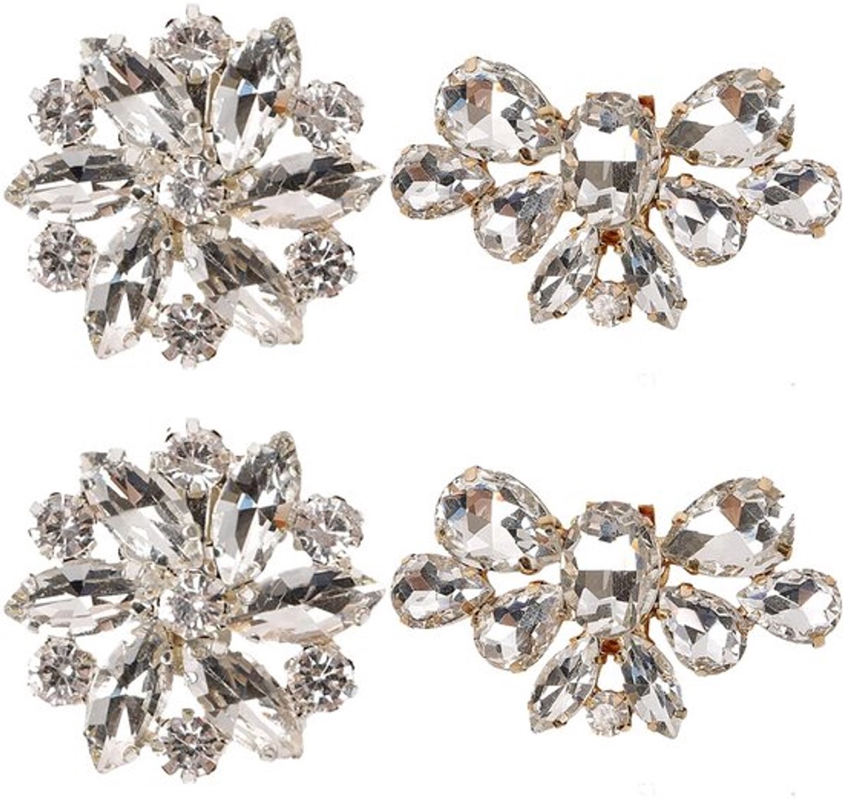 Dailygoody - Schoenclips - Damesschoenclip - Met Strasssteentjes - Goud en Zilver