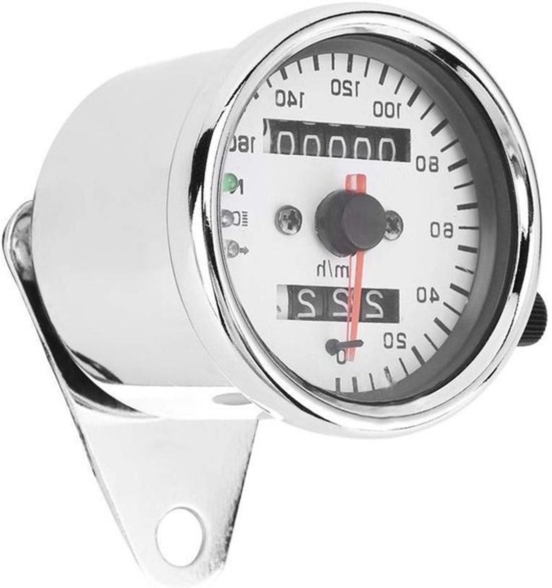 Motorfiets Snelheidsmeter - Kilometerteller Gauge - Rijgegevens Aflezen - Roestvrijstalen Behuizing - 10 x 9 x 7 cm - Zilver