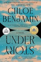 Boekcover voor "Under Story" van Chloe Benjamin, met een blauwe lucht, wolken en een tekst met "Large Print" en "GMA Book Club Pick".