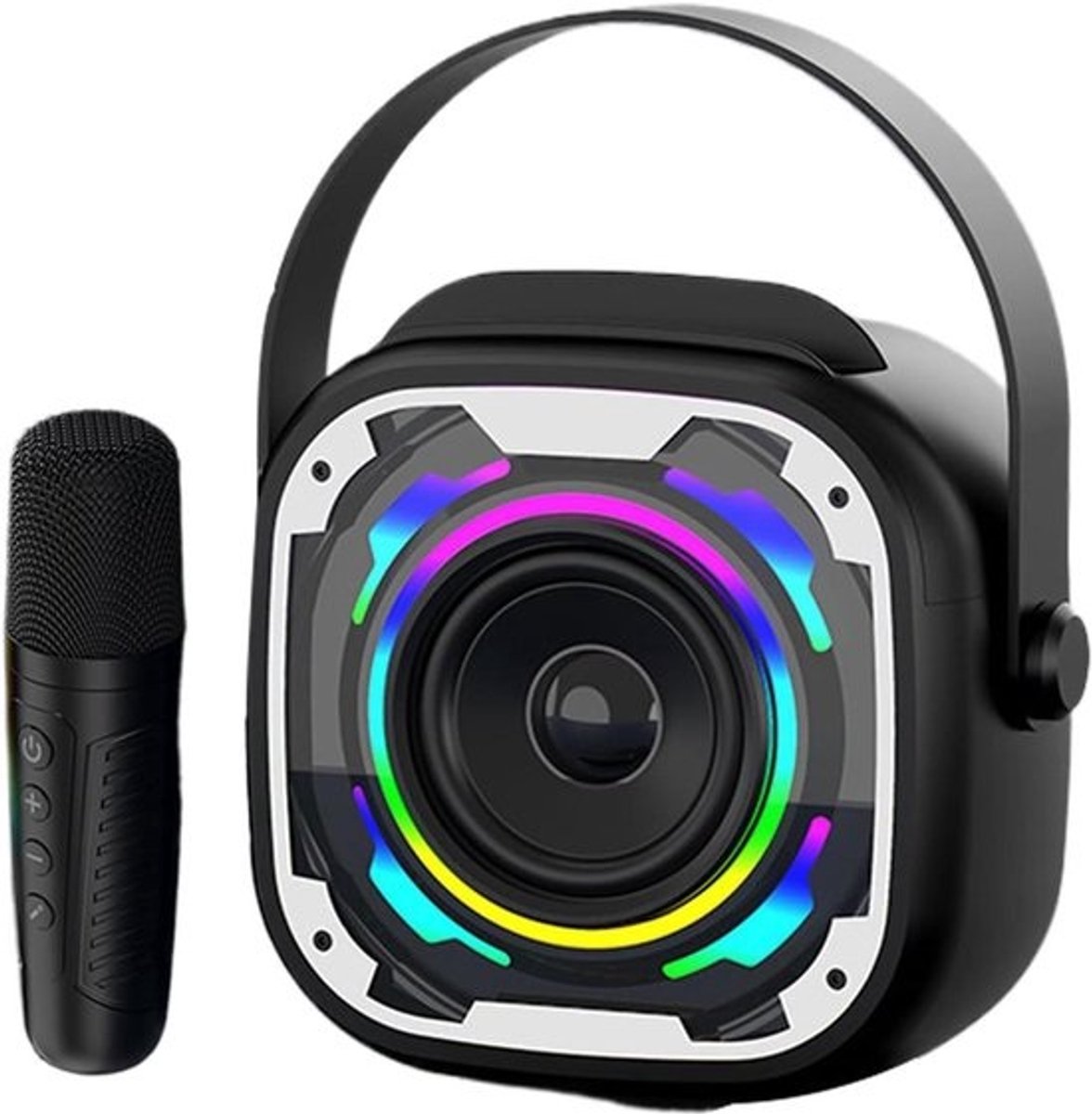 Draagbare Luidspreker - Karaoke Machine - Feestjes Organiseren - Met Microfoon - 14.5 x 8.6 x 14.5 cm - Zwart