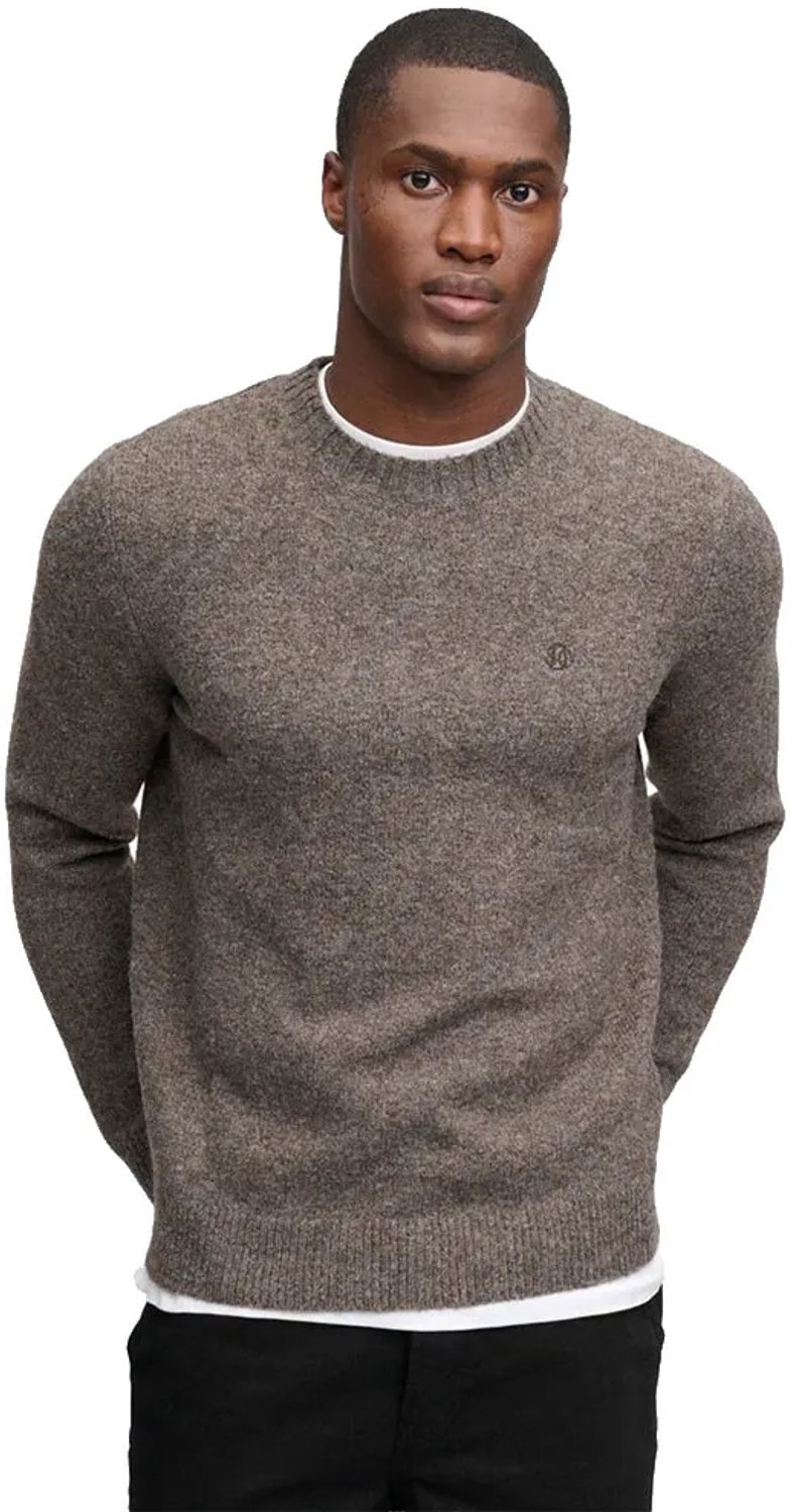 Superdry Geborstelde Kabel Mouw Trui Heren Sweaters Cacaobruin Gemeleerd