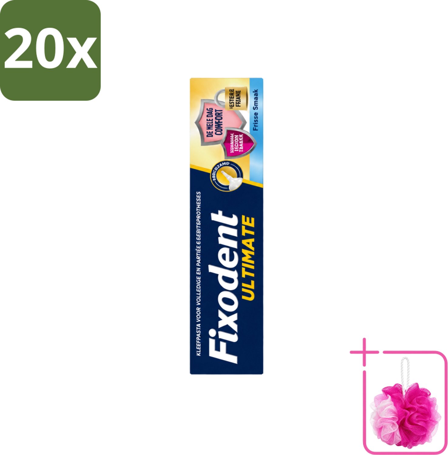 20 x Fixodent – Kleefpasta – Ultimate Fresh – 40 g - Bulkverpakking - Kleefpasta kunstgebit - Douchemop - Kunstgebit fixatie