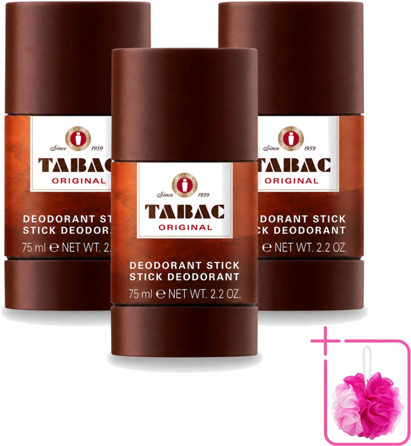 3 x Tabac Original - Deodorant Stick - Langdurige frisheid - 75 ml - Bulkverpakking - Deodorant Stok - Douchemop - Zweetvervoeging