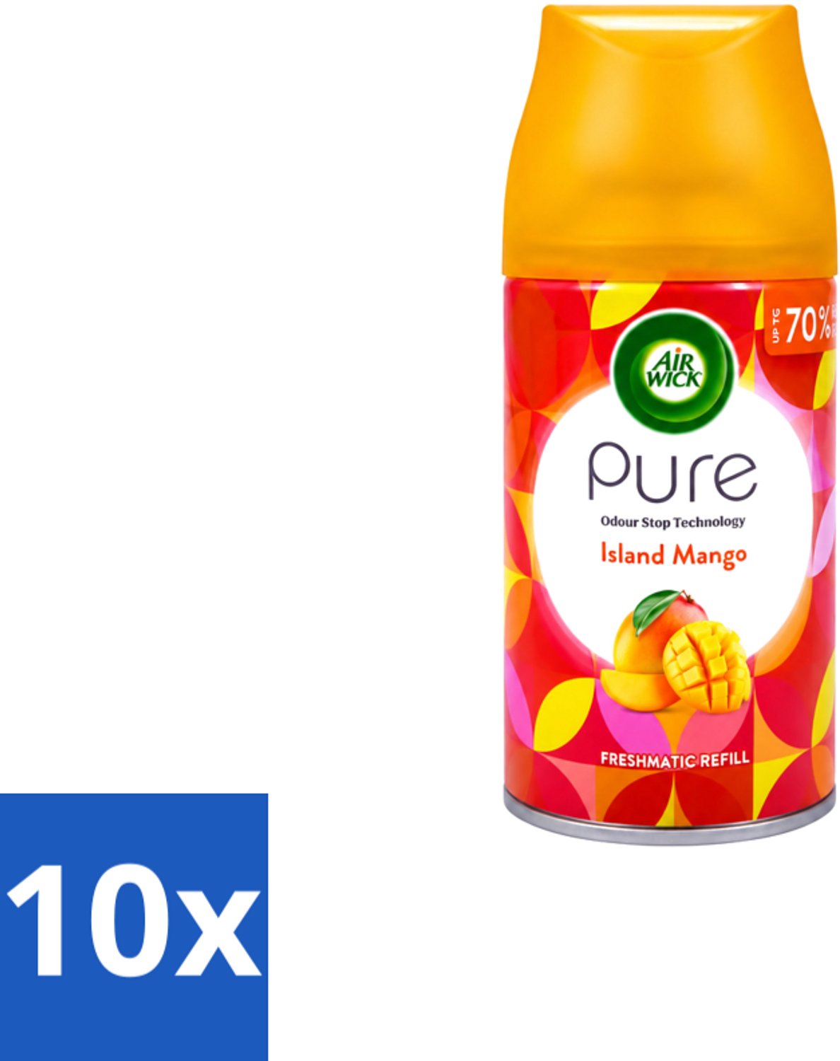 10 x Air Wick – Luchtverfrisser Navulling – Island Mango – 250 ml - Voordeelverpakking - 10 stuks