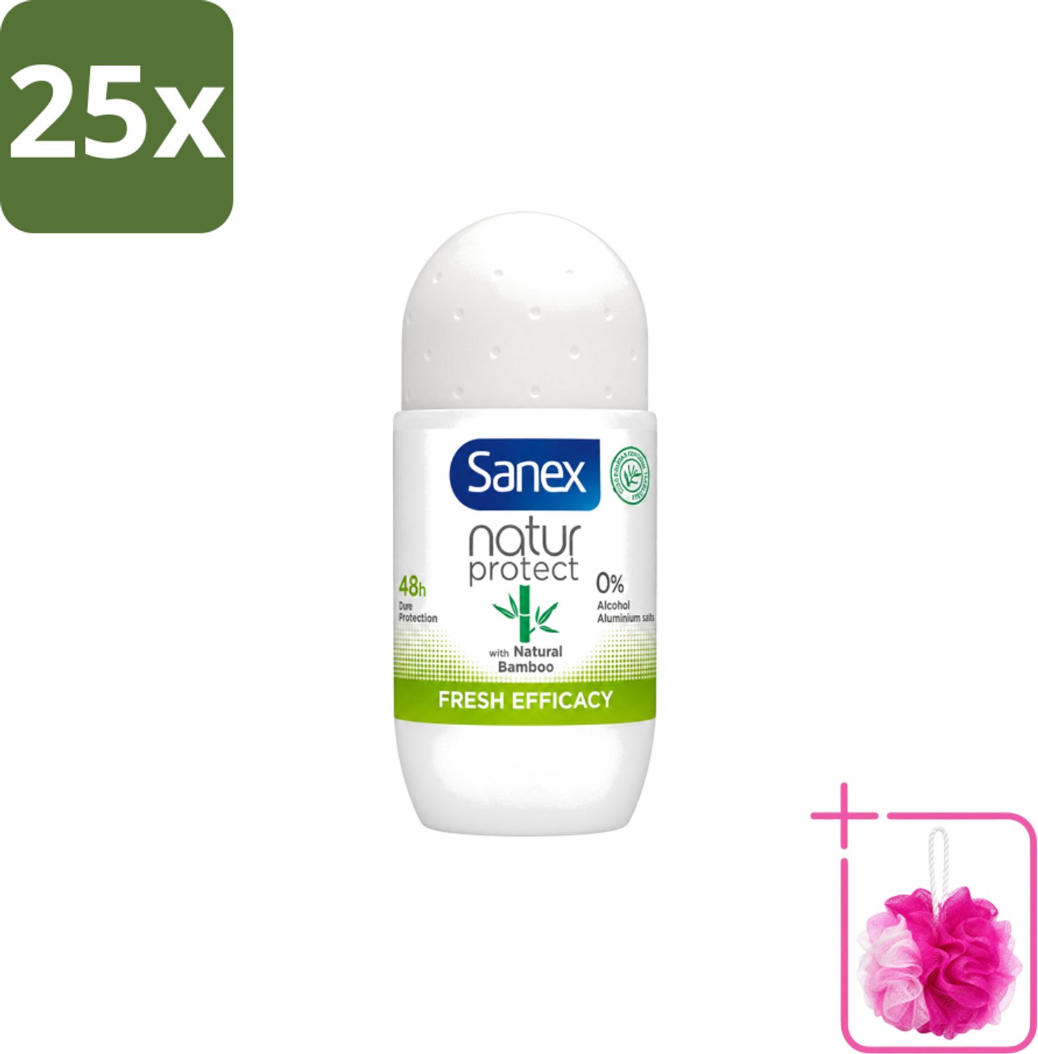25 x Sanex – Deo Roll-on – Bamboo Fresh Efficacy – 50 ml - Bulkverpakking - Deodorant roll-on - Douchemop - Bamboe geur