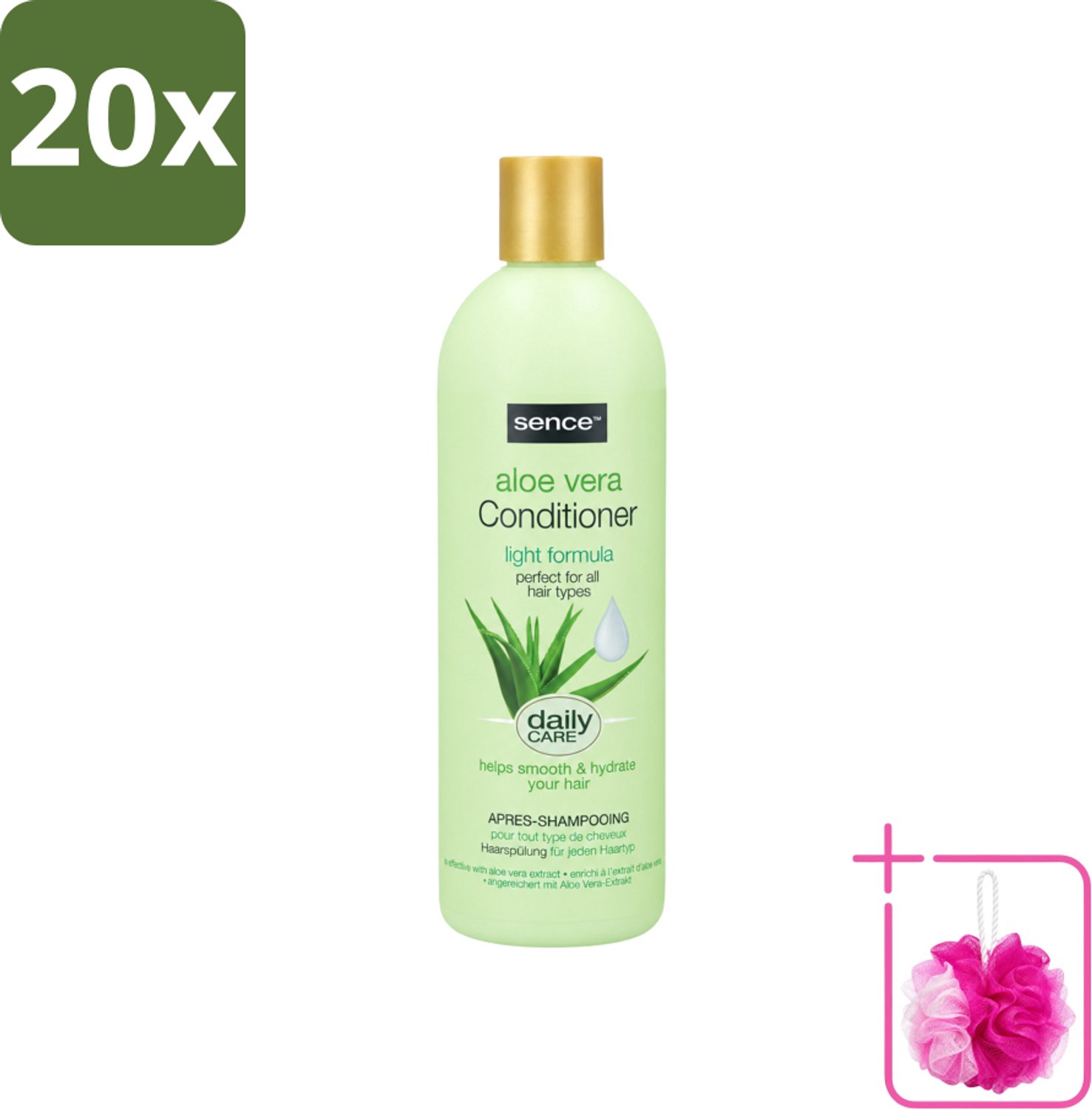 20 x Sence - Aloë Vera - Conditioner - Hydraterend - 400 ml - Bulkverpakking - Aloë vera conditioner - Douchemop - Haarhydrateren