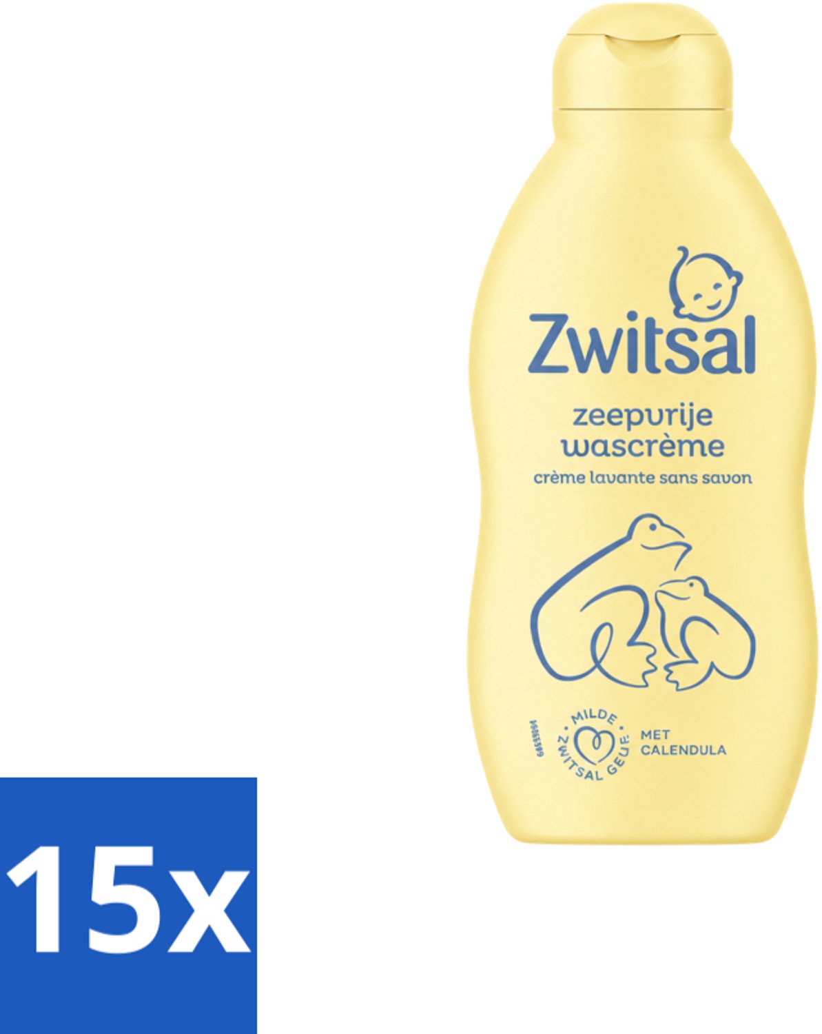 15 x Zwitsal – Wascrème – Zeepvrij met Calendula – 200 ml - Voordeelverpakking - 15 stuks