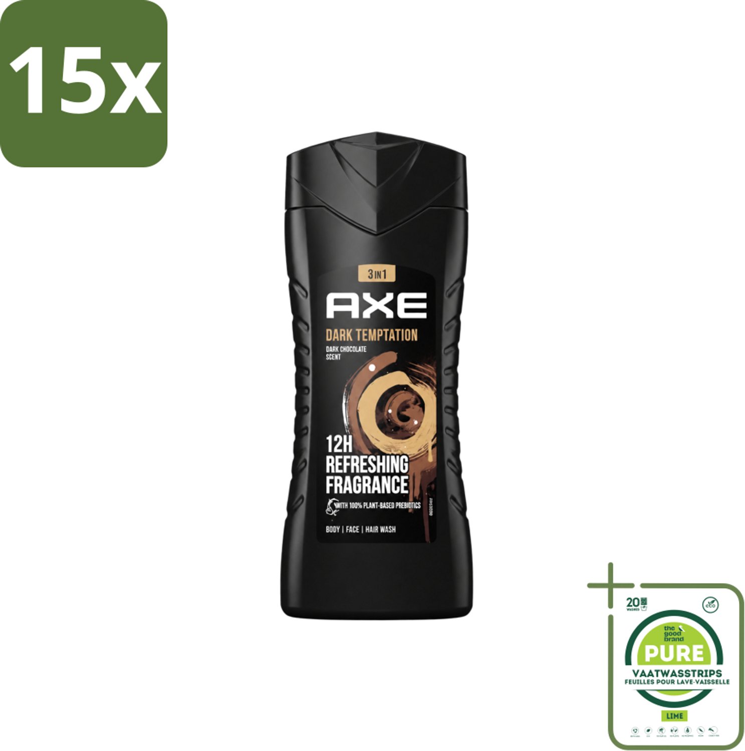 15 x Axe – Douchegel – Dark Temptation – 250 ml - Grootverpakking - Vaatwasstrips - Douchegel - Douchegel Mannen - Douchegel Met Geur - Douchegel Dark Temptation - Douchegel Voor Mannen