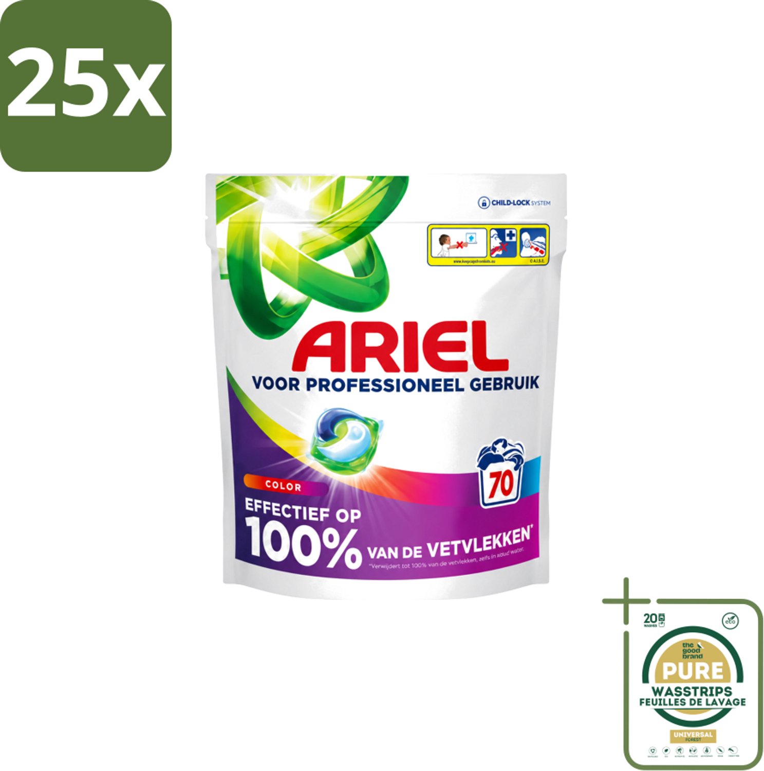 25 x Ariel – Wasmiddel Pods – All-in-1 Color – Kleurbehoud – 70 wasbeurten - Wasstrips - Kleurbehoud - Wasmiddel Pods - Gekleurd Was - Vlekverwijdering - Wasmiddel Voor Gekleurd Kleding