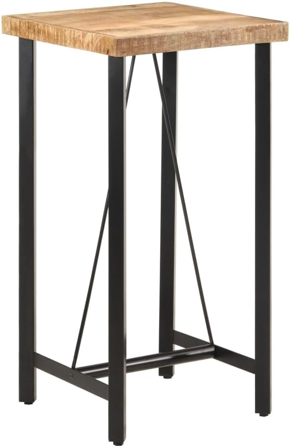 Hoge tafel, keukentafel, eettafel, woonkamertafel, eetkamertafel, feesttafel, geschikt voor restaurant, bars, clubs, banketzalen, 55 x 55 x 107 cm, massief hout, mango en ijzer