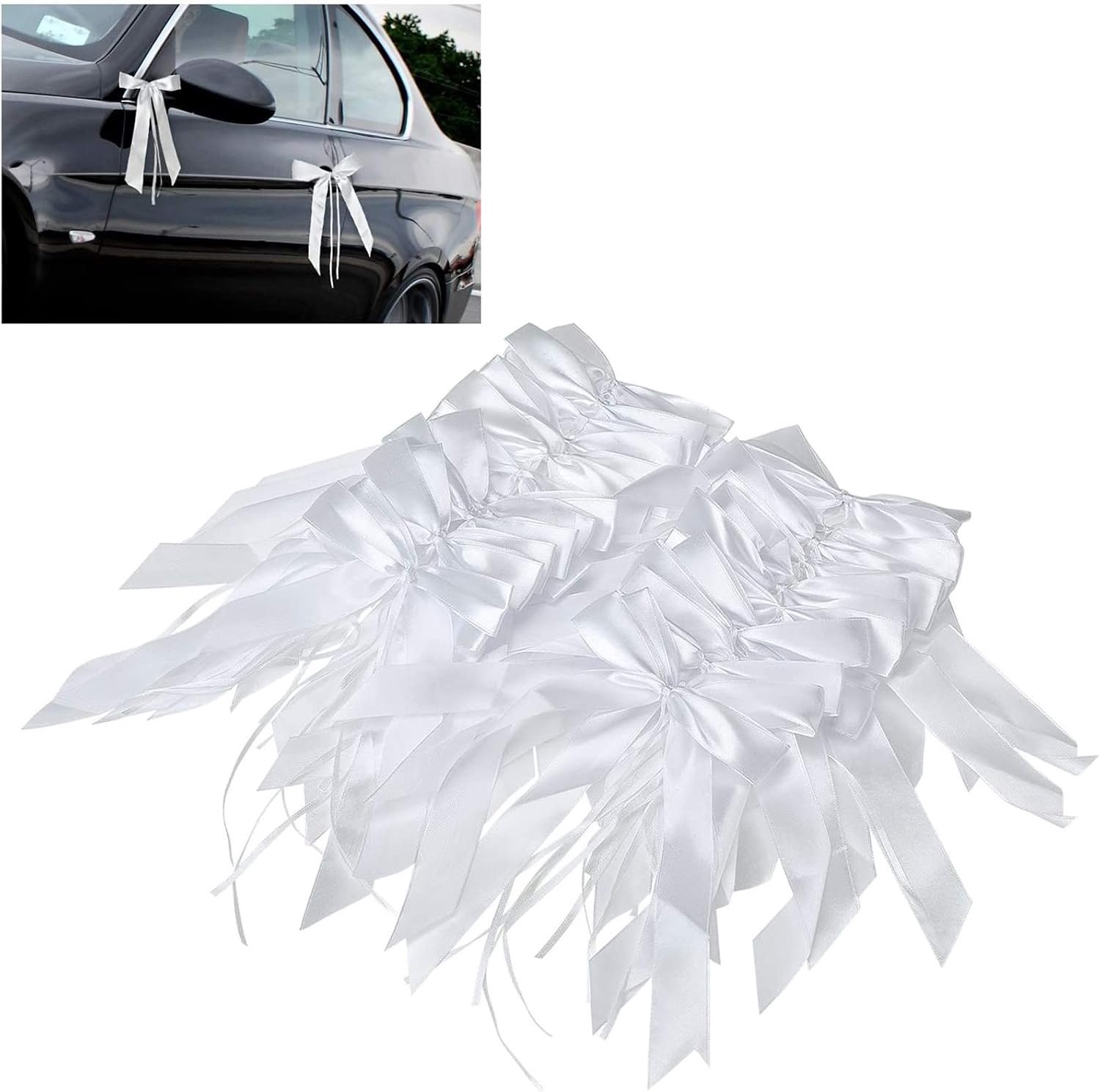 Antenne Bogen 60 Stuks - 22 x 12 cm - Wit Satin - Perfect voor Bruiloftdecoratie - Vemera