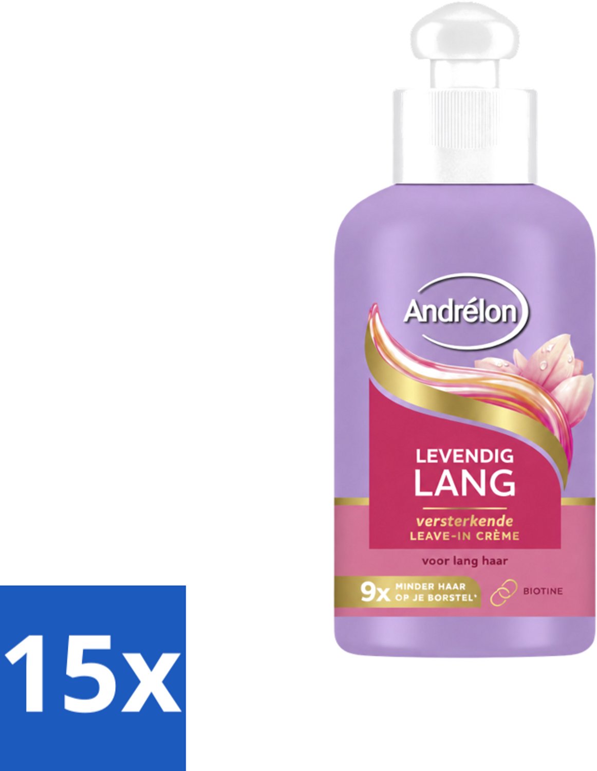 15 x Andrélon – Leave-In Crème – Levendig Lang – 200 ml - Voordeelverpakking - 15 stuks