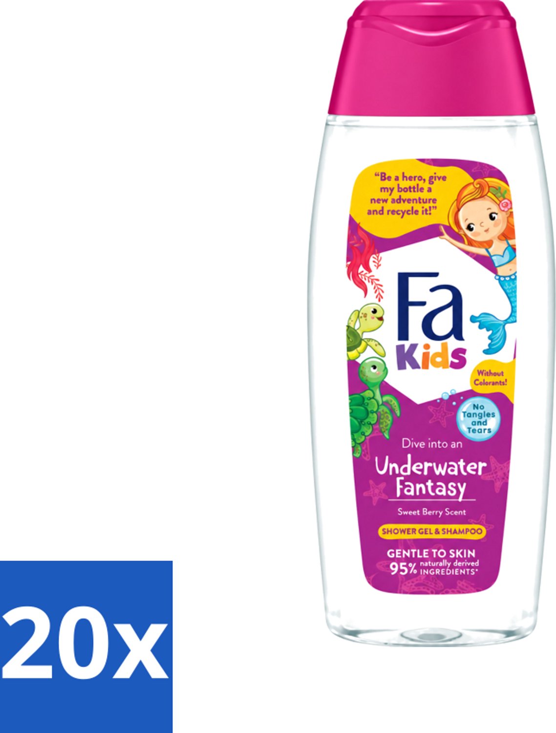 20 x Fa – Douchegel & Shampoo – Kids Underwater Fantasy – 250 ml - Voordeelverpakking - 20 stuks