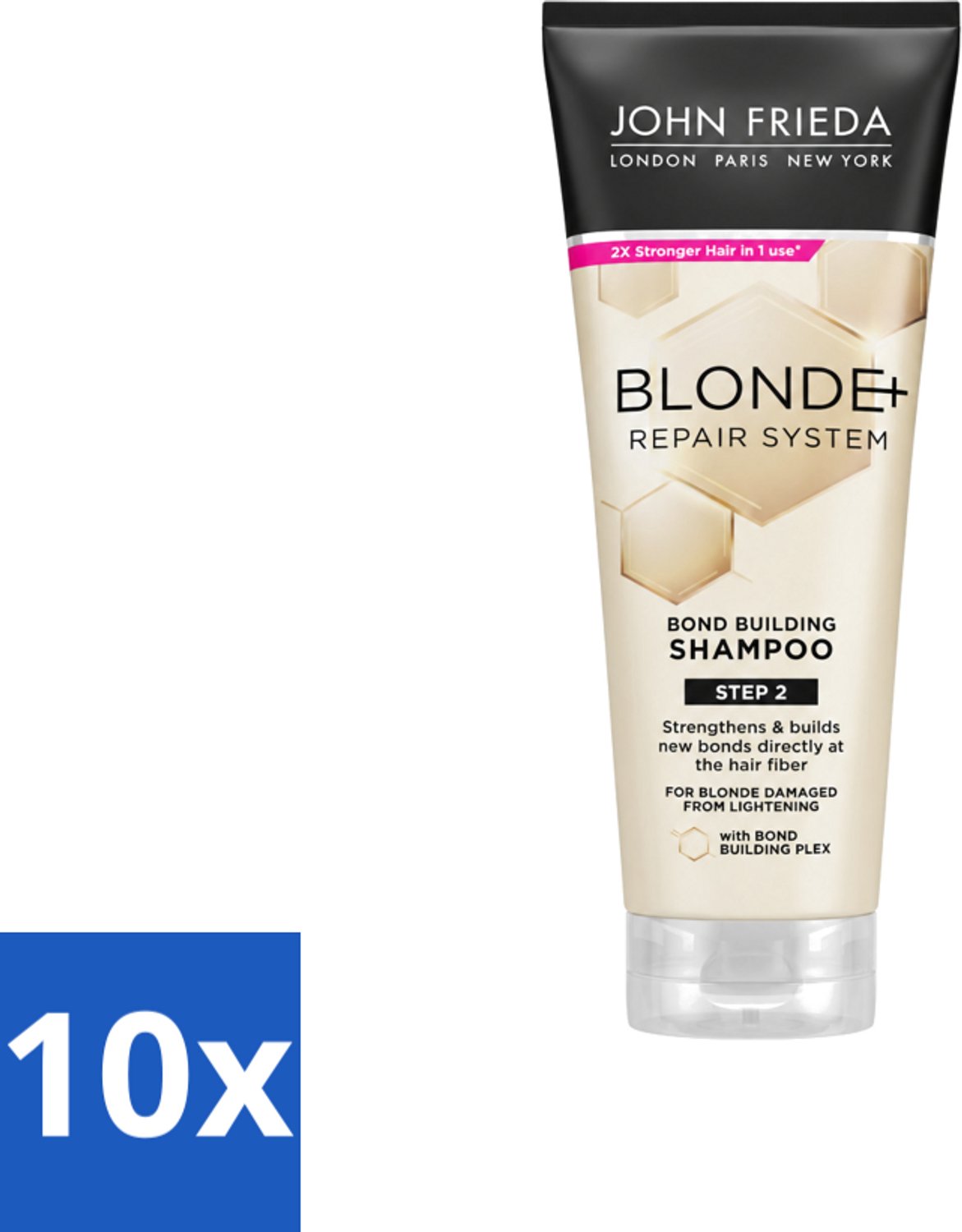 10 x John Frieda – Shampoo – Blonde+ Repair Bond Building – Herstellend – 250 ml - Voordeelverpakking - 10 stuks