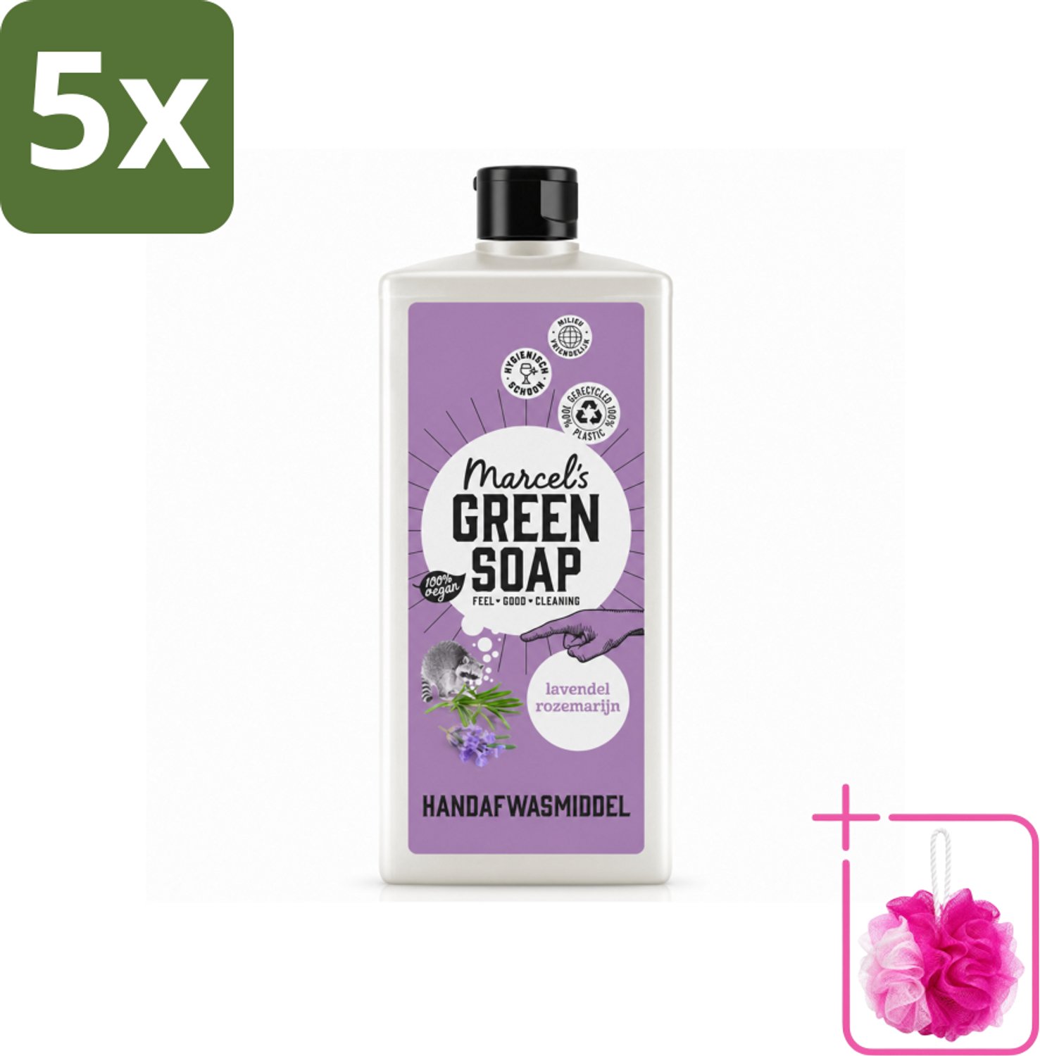 5 x Marcel's Green Soap - Afwasmiddel - Lavendel & Rosemarijn - Voor dagelijks gebruik - 500 ml - Bulkverpakking - Afwasmiddel - Douchemop - Natuurlijke afwas