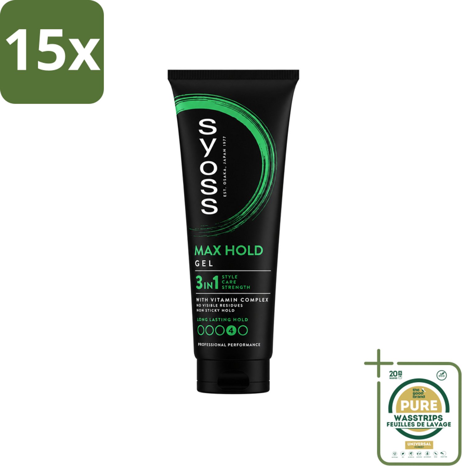 15 x Syoss - Max Hold - Haargel - Maximale Hold - 250 ml - Wasstrips - Haargel - Max Hold - Styling - Haarverzorging - Haarherstel