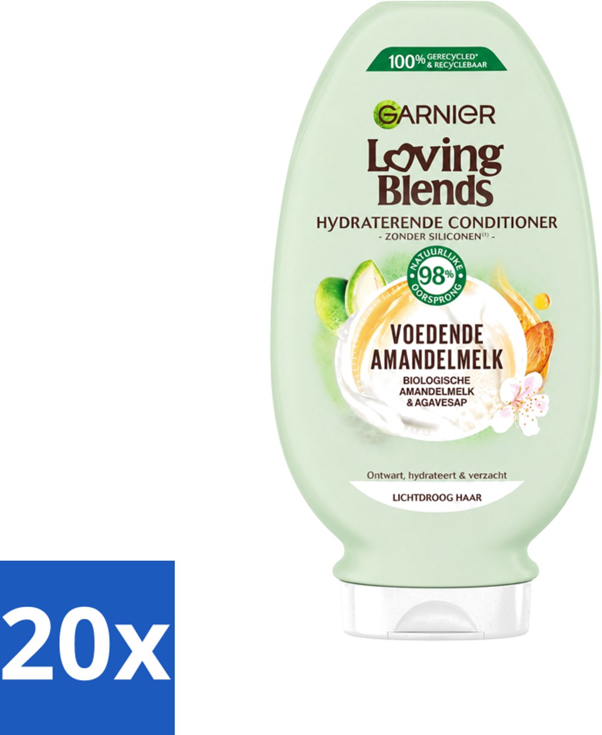 20 x Garnier - Loving Blends - Conditioner - Voedende Amandelmelk - Lichtdroog Haar - 250 ml - Voordeelverpakking - 20 stuks