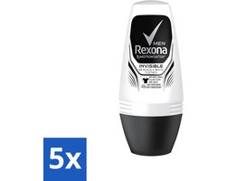 Rexona Men 5 x Rexona Men - Invisible On Black & White - Deo Roller - 50 ml - Voordeelverpakking - 5 stuks