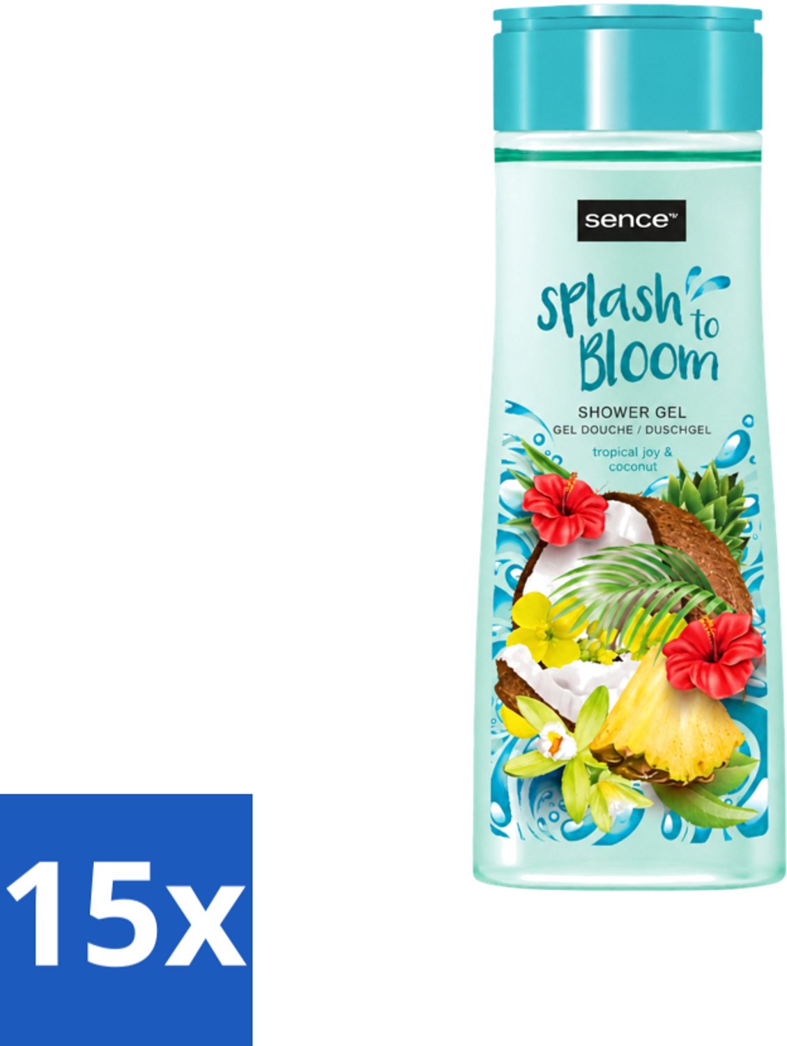 15 x Sence - Tropical Joy & Coconut - Douchegel - Exotisch - 300 ml - Voordeelverpakking - 15 stuks