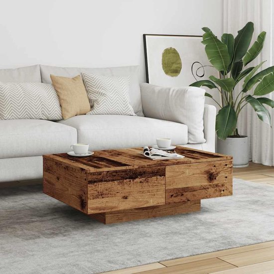 Bijzettafel smalle kleine bijzettafel outdoor balkon tafel woonkamer tafel - salontafel oude houtlook 90 x 60 x 31 cm houtmateriaal voor slaapkamer balkon keuken woonkamer — afbeelding 2