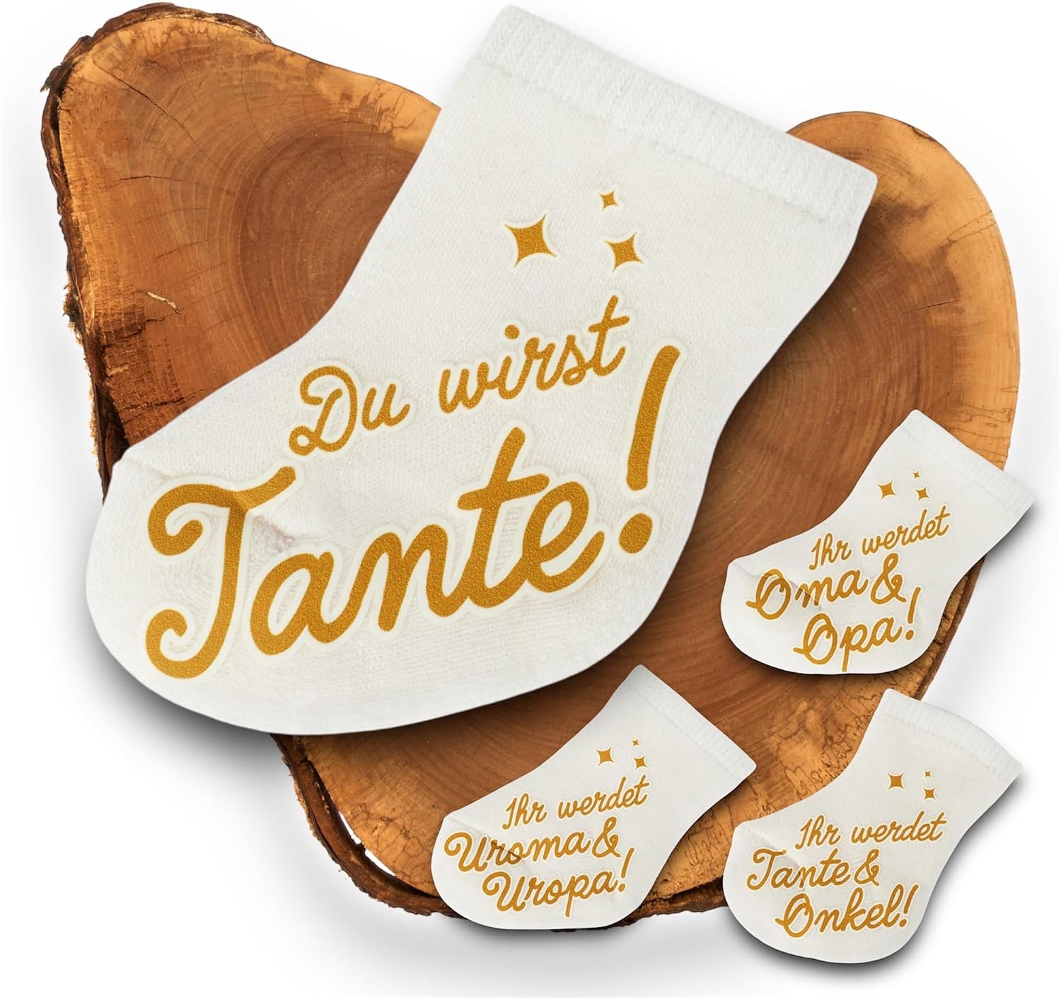 Zwangerschapsaankondiging Sokken: Word Tante! Goud Print