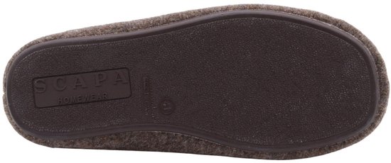 Bruine rubberen zool van een Scapa Homewear pantoffel, maat 41, Made in Spain.