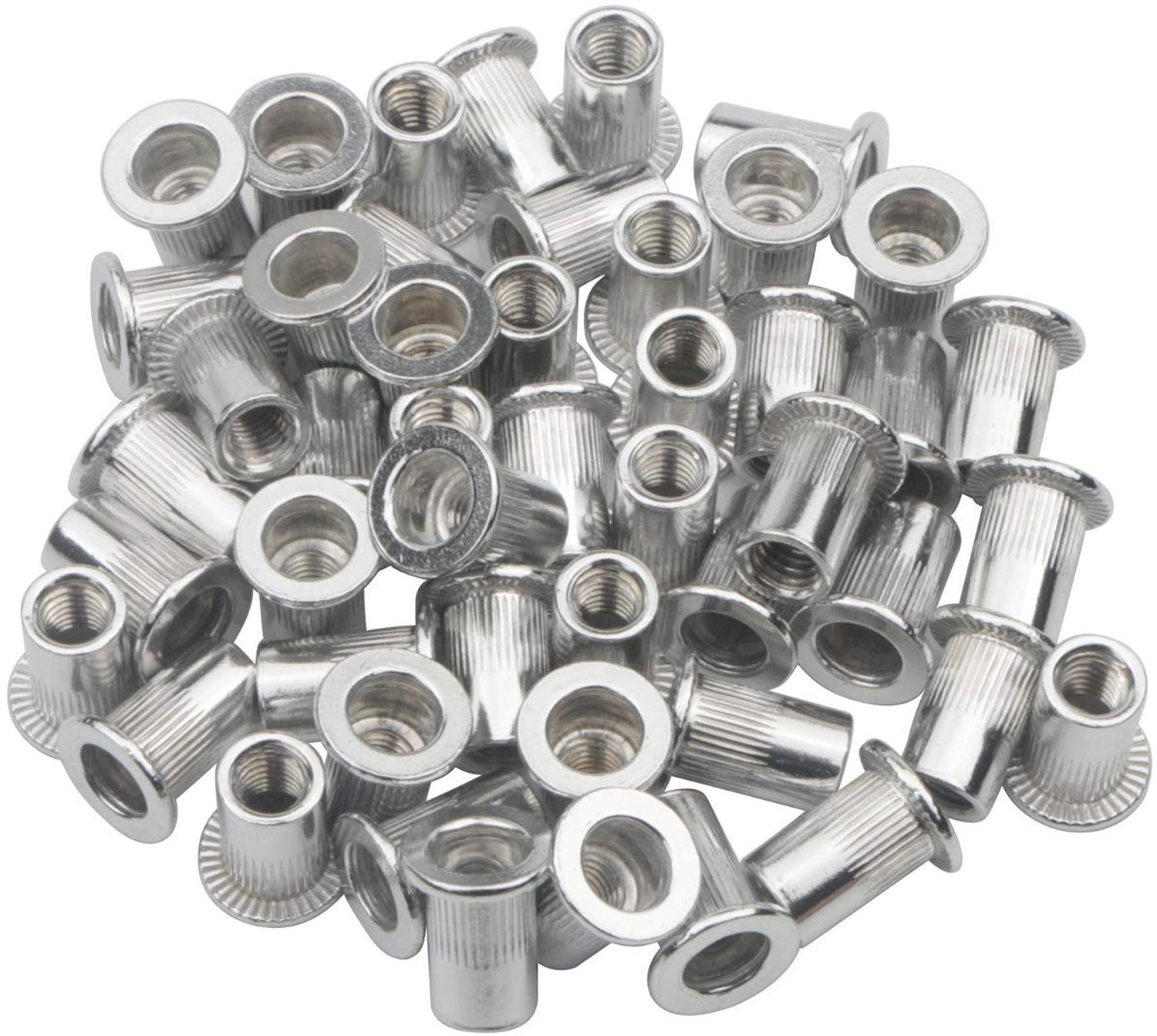 Klinkmoer 100 Stuks - Aluminium - Platte Kop - Blinde Inzetmoer - Hoge Draaimomentweerstand - Materiaaldikte 0,5/5,0 mm - Zeer Sterke Schroefdraad