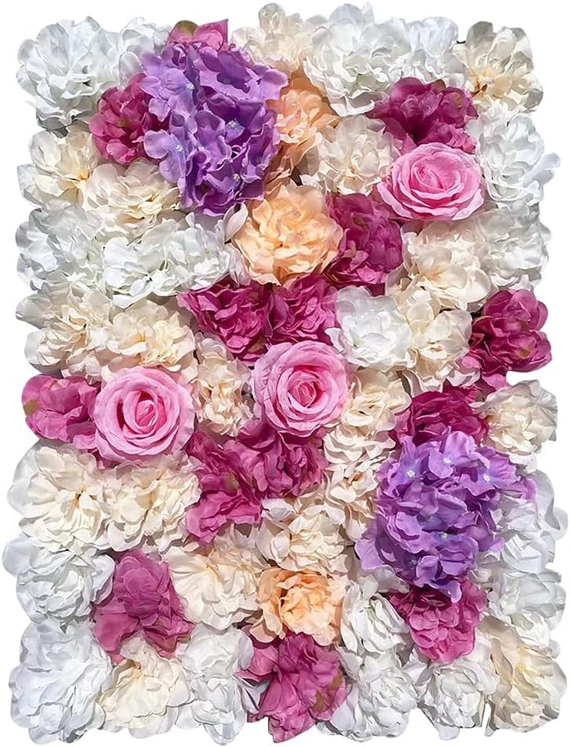 Kunstbloemenwand, rozenwand, 40 x 60 cm, bruiloft, straat, achtergrond, bloemenwand, bruiloft, kunstbloemen, paneel, decoratie voor bruiloft, tuin, woondecoratie (12 stuks, wit-roze-1)