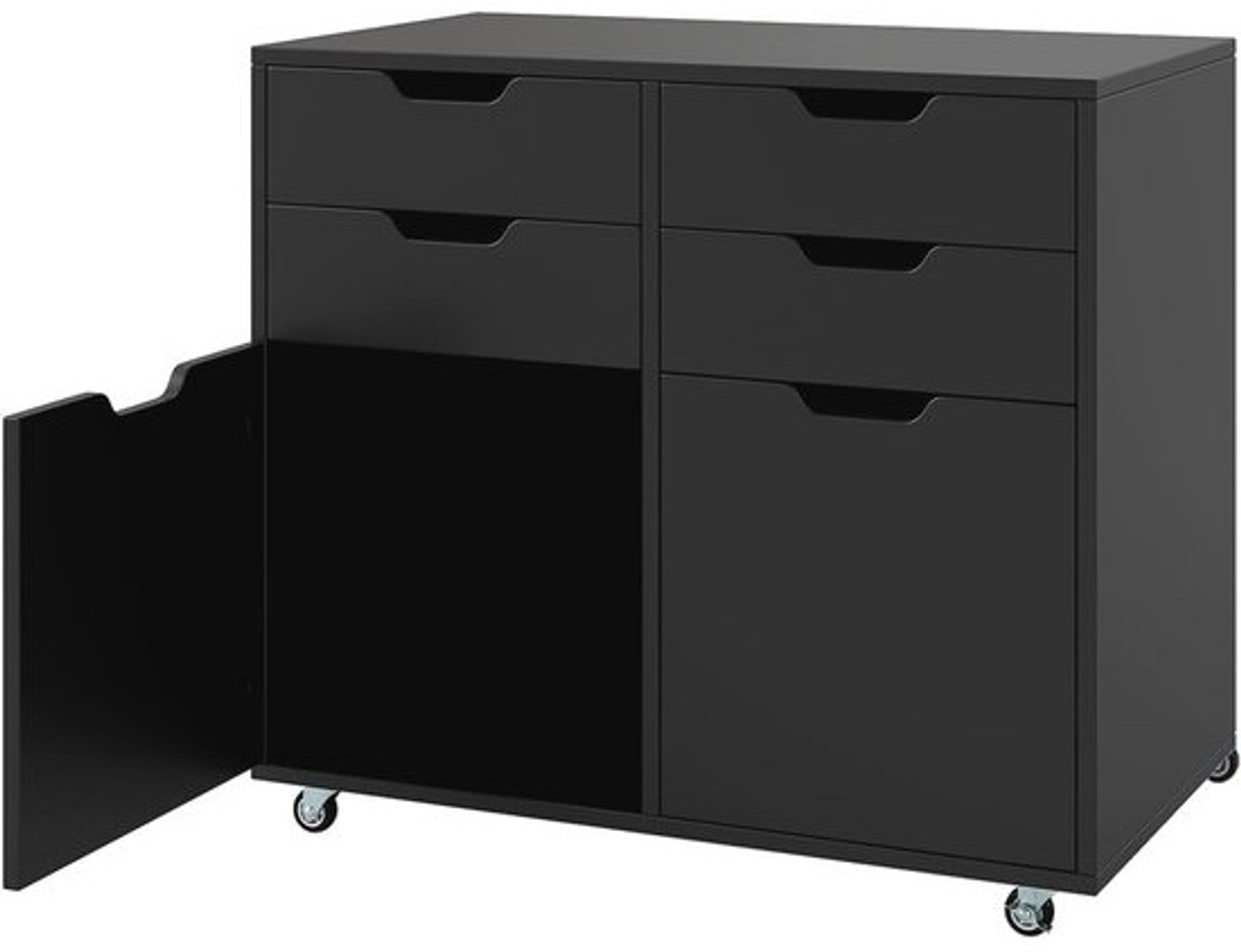 Mobiele rolcontainer met 4 laden en 2 kasten - voor thuis en kantoor
