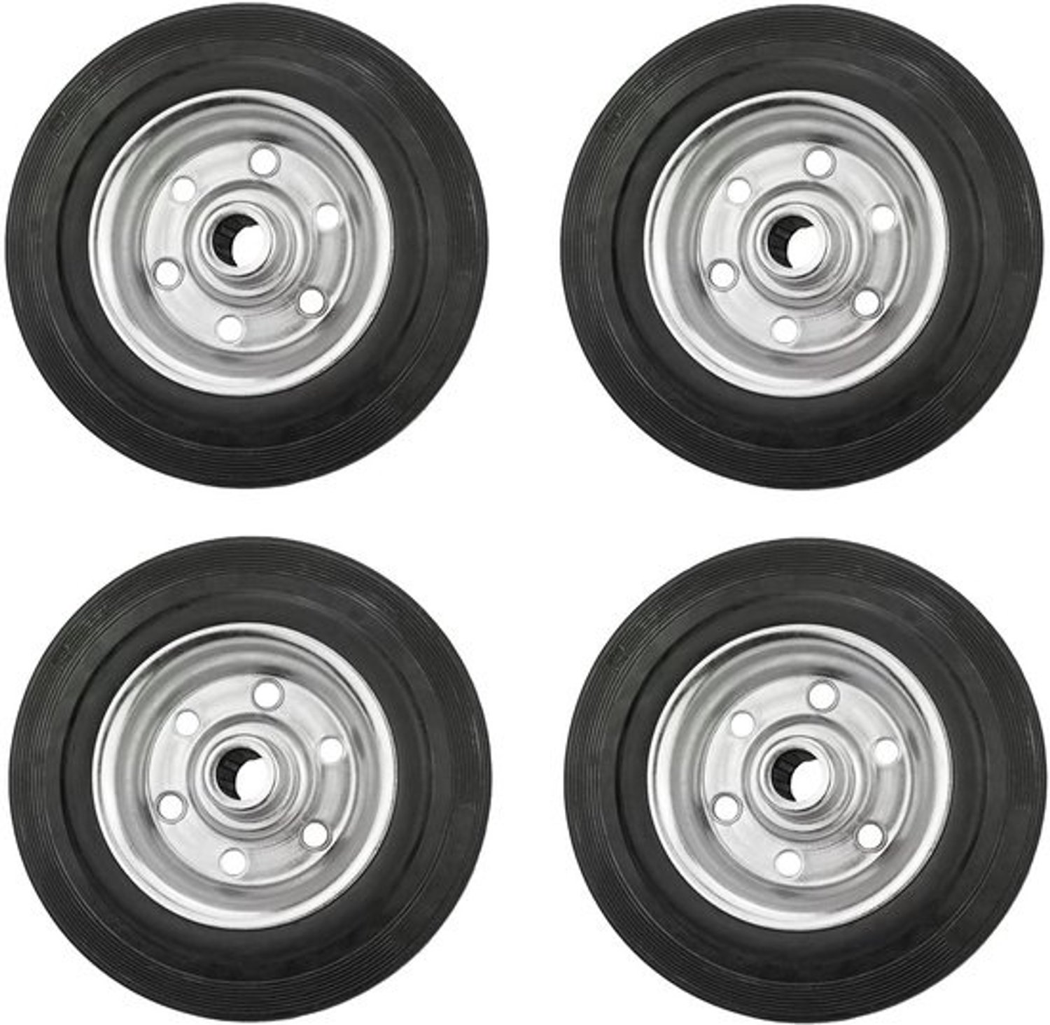 Set - rubberen wielen - Zwarte wielen - Transporthulpmiddelen - Stevig staal - 4 stuks - Zwart