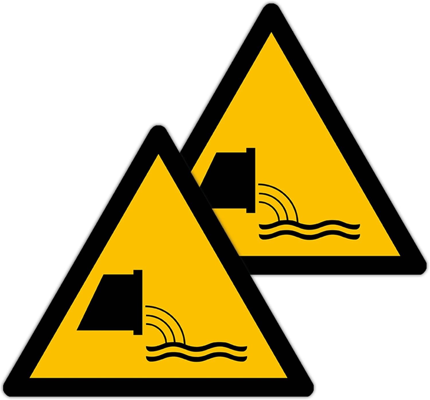 Afvoer/Signaaldriehoek W055 goedgekeurd, ASR A1.3, DIN EN ISO 7010 polyester geel zwart (90mm - 2 stuks)