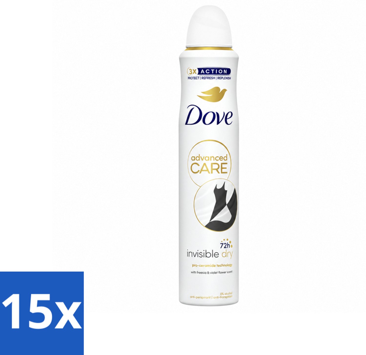 15 x Dove Deodorant Spray - Invisible Dry - 200 ml - Voordeelverpakking - 15 stuks