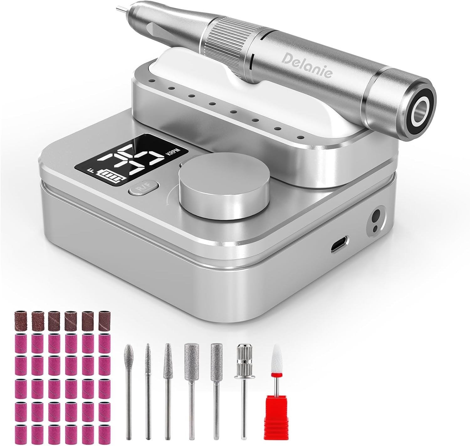 Professionele Draadloze Nagelvijl, 35.000 rpm, Oplaadbare Elektrische Nagelvijl voor Manicure en Pedicure met Pauzefunctie