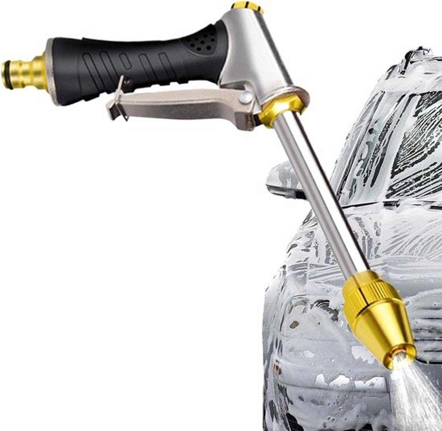 Tuinslangsproeier - Hogedrukslangmondstuk - Auto wassen - Ergonomisch comfort - 25 x 16 x 3 cm - Zwart
