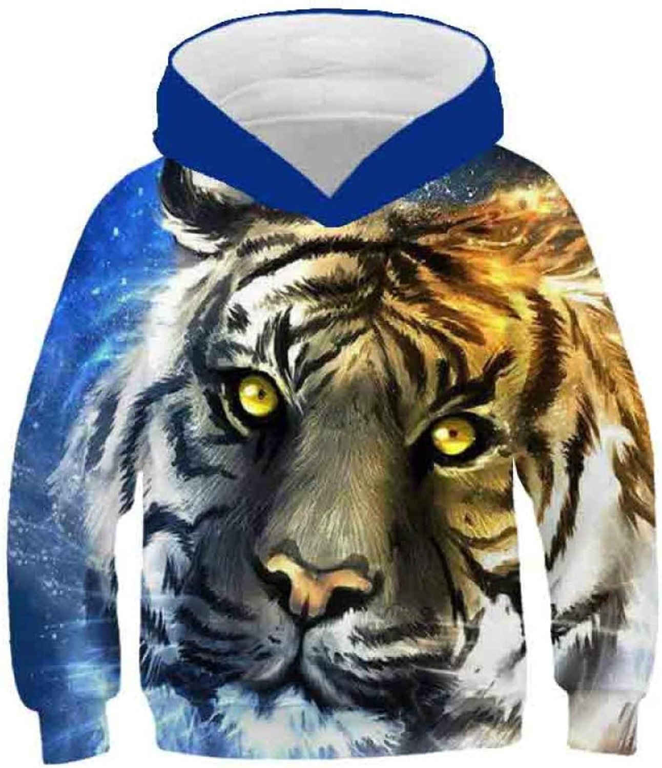 Hoodie 3D Print,3D Tiger Kids Hoodie Jongens Meisjes Dunne Sweatshirt Hoed Tijgerprint Tiener Jongens Meisjes Hoodie Trui