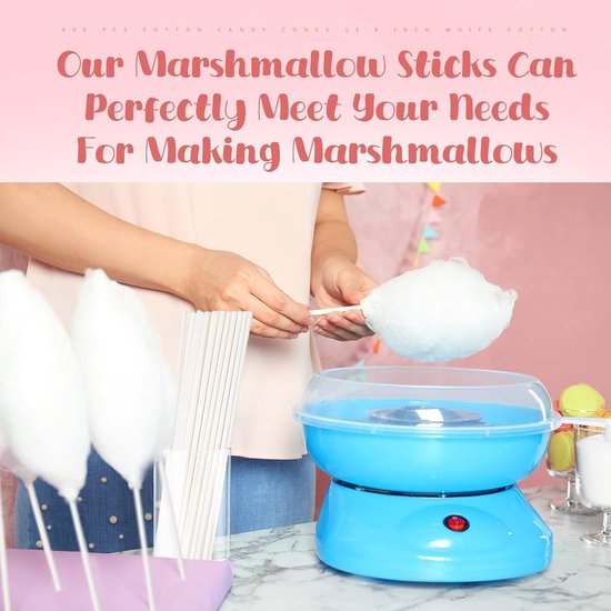 600 stuks suikerspin kegels 35 cm witte suikerspin sticks voor het maken van suiker, witte houder sticks voor verjaardagsfeestjes festivals — afbeelding 3