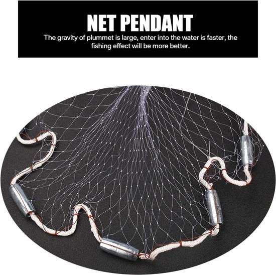 Werpnet, visnet, nylon, mesh, multifilament met zinker, diameter 3,6 m — afbeelding 5