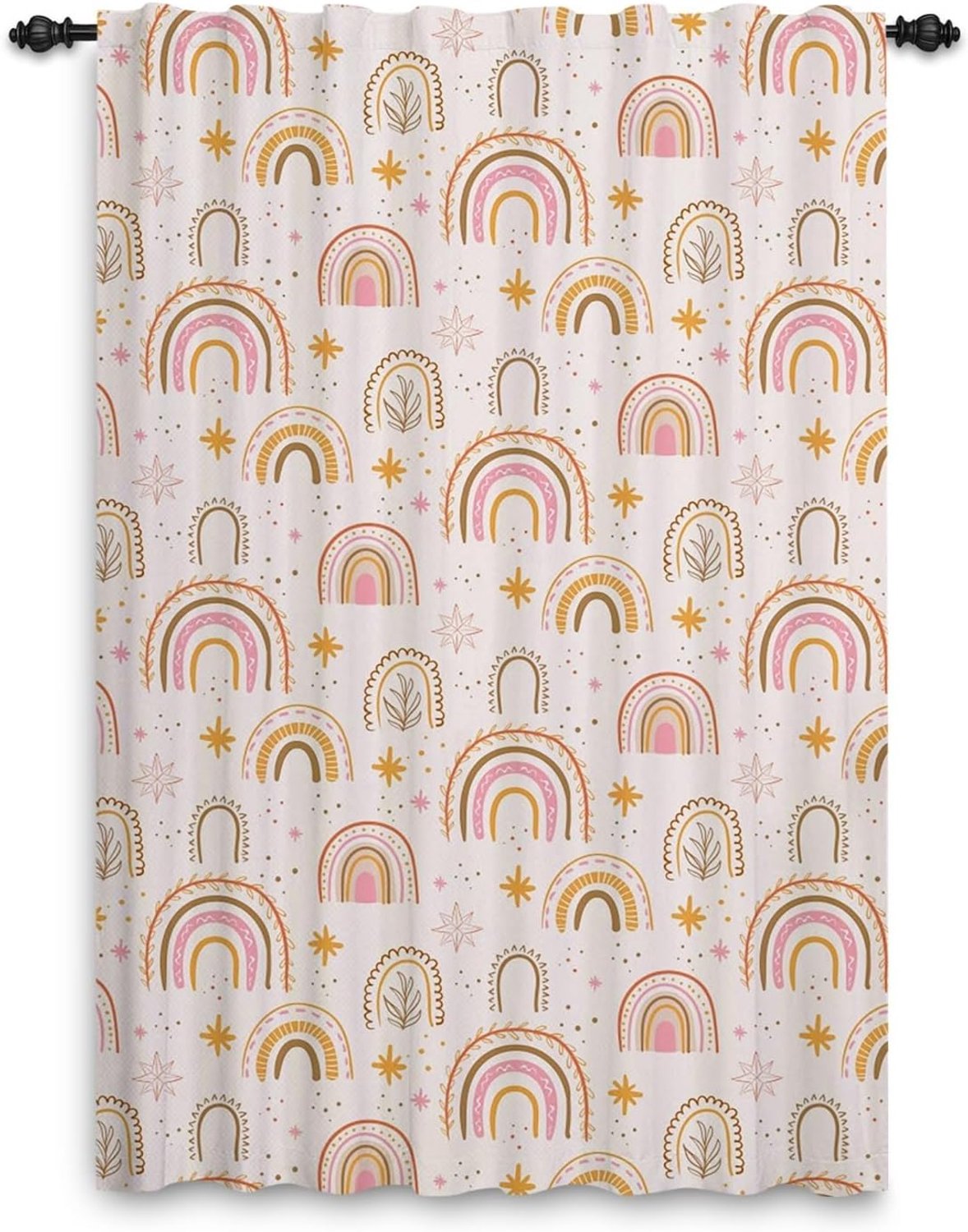 Gordijnen met potloodplooien, hobostijl, regenbooggordijnen, kinderkamer, natuurlijke raambehandeling voor meisjes, woonkamer, kinderkamer, café, binnenscheidingsgordijn 107 x 160 cm